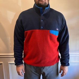 Men's Synchilla® Snap-T® Fleece Pullover Navy & Red 2XL